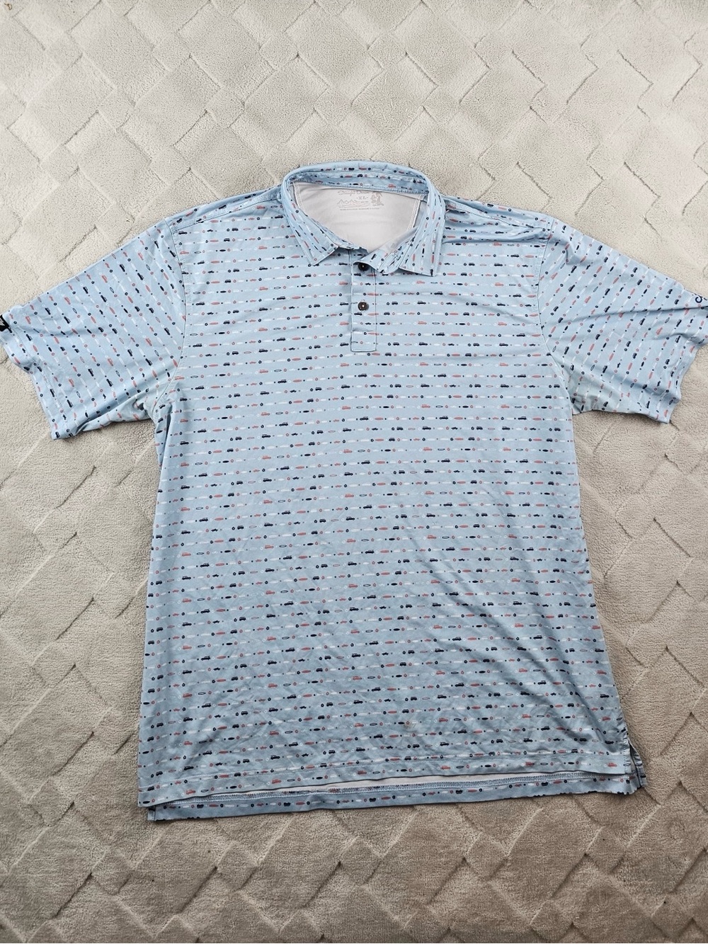 Straight Down Performance Polo Shirt Mens Extra Large All Over Print Stretch